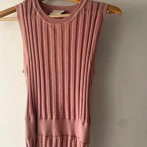 Varley Pink Sleeveless Ribbed Knit MIDI Dress Size Medium